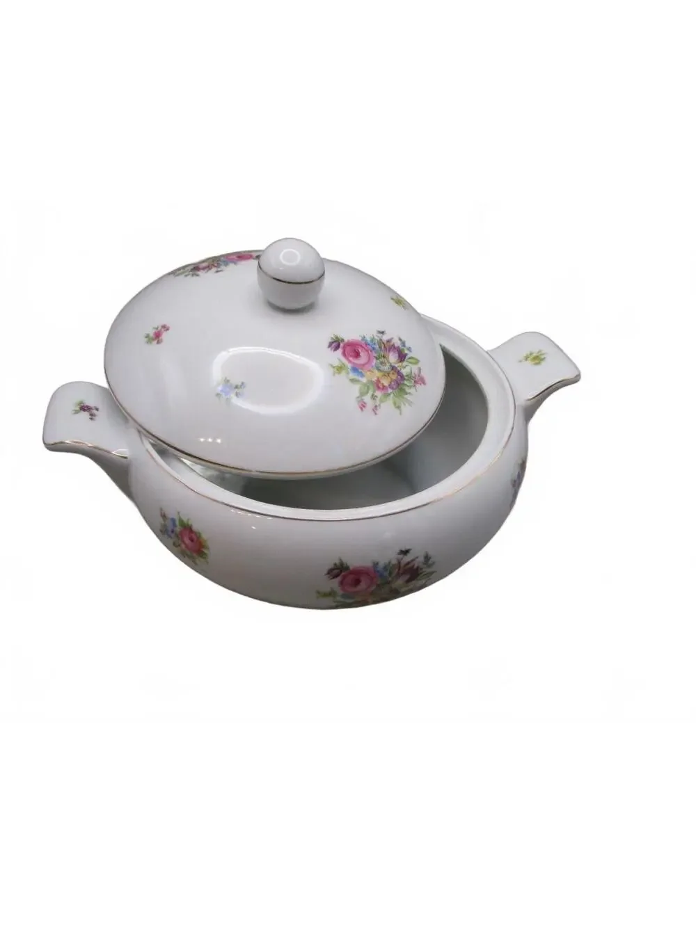 VGT Epiag Czechoslovakia Floral Porcelain Lidded Tureen / Vegetable Bowl
